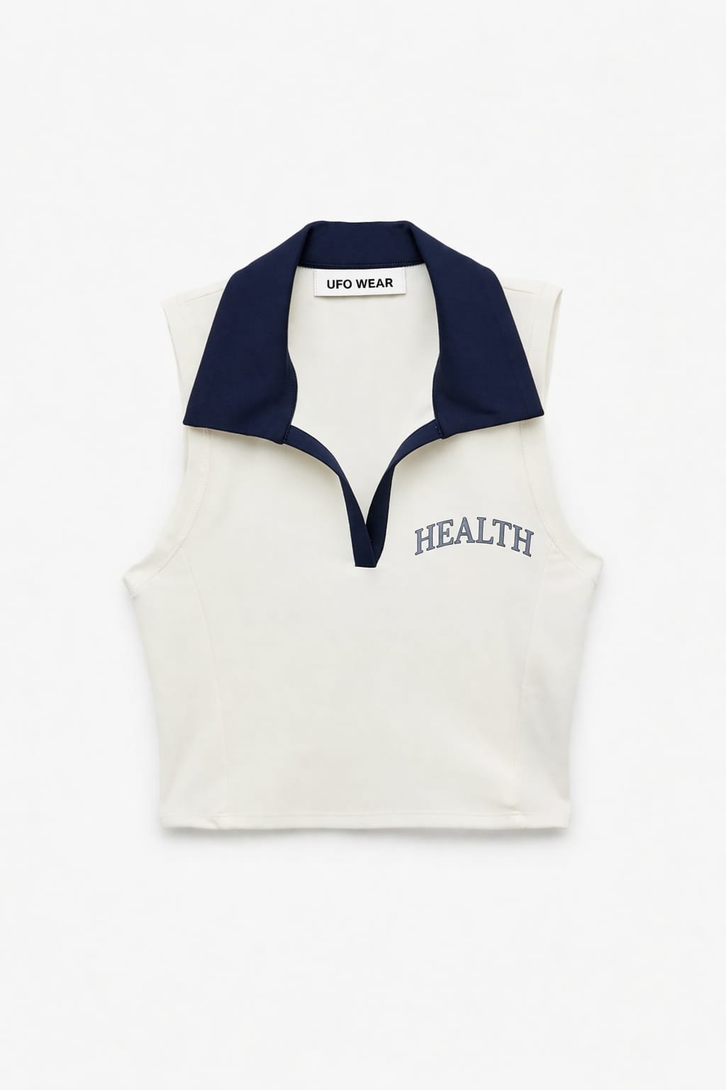 Slim Fit Polo Yaka Baskılı Kolsuz Crop Spor Atlet